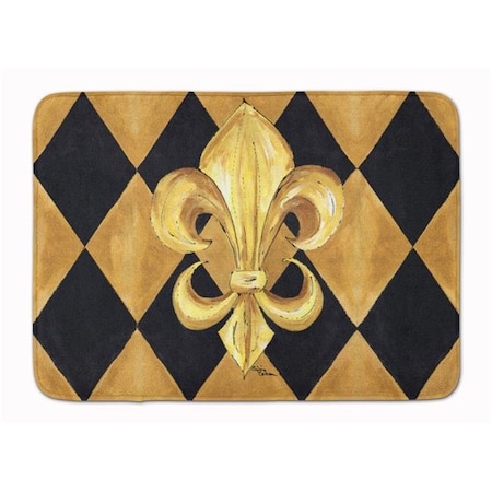 Carolines Treasures Carolines Treasures 8125-RUG Black & Gold Fleur De Lis New Orleans Machine Washable Memory Foam Mat 8125-RUG